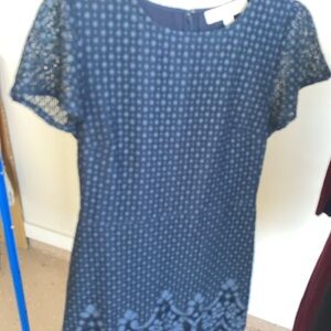 LOFT Blue Midi Sheath Dress with Cut Out Hem